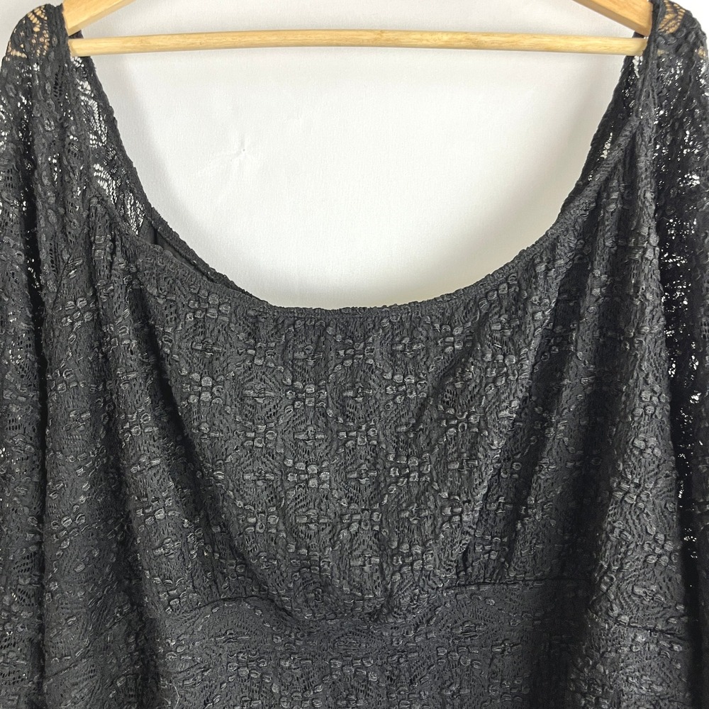 Avenue Stretch Lace Top Sz 26/28 Off Shoulder Babydoll Witchy Emo Vamp Goth - Picture 3 of 7